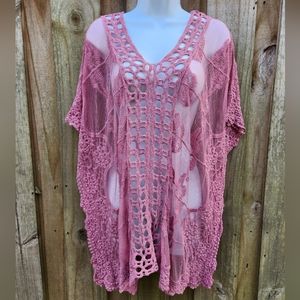 Dusty pink lace over-shirt/tunic